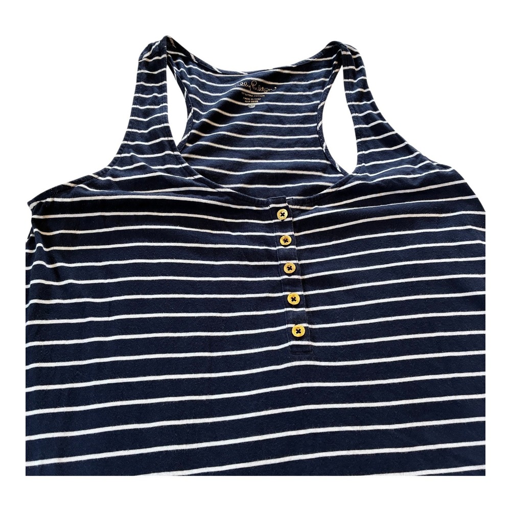 Lilly Pulitzer Women's Striped Racerback Tank Top Nautical Navy White